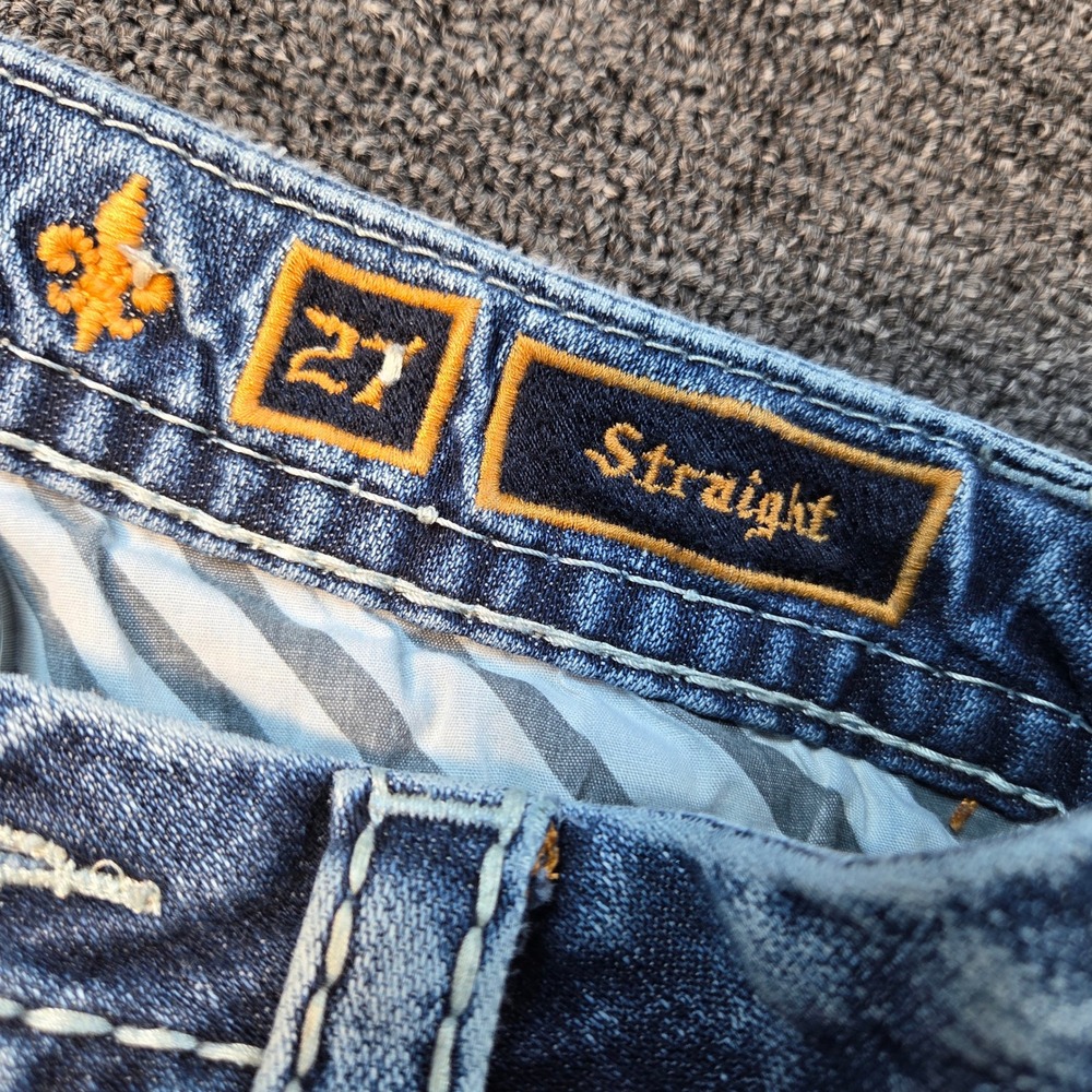 Rock Revival Luiza Denim Shorts Womens 27‎ Blue Embellished Cut Off Y2K EP9127C - Picture 3 of 11